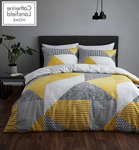 Catherine Lansfield Larsson Geo Set Copripiumino, Ochre, King