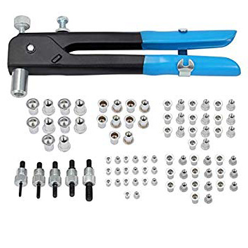 ESYNiC Kit Rivettatrice Professionale con 86pz Rivetti Dadi M3 M4 M5 M6 M8 Pinza Pistola Manuale a Rivetti Filettati per Riparazione Auto Rimorchi Mobili