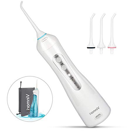 【Aggiornamento tecnico】Idropulsore Dentale Professionale con 4 Beccucci, Vinmori Portatile Irrigatore Orale Elettrico con 3 Impostazioni per la Pressione dell’Acqua, Cura Dentale,Approvato dalla FDA