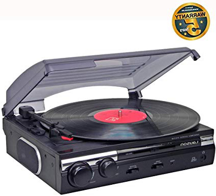 Giradischi in Vinile Vintage con Altoparlanti Integrati Codifica della funzione di registrazione PC-Link | Lettore vinile a 2 velocità (33/45 RPM) (Nero)