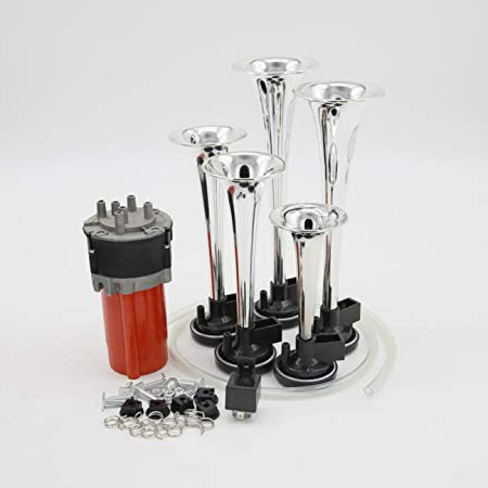 YIDA, clacson ad aria da 12 V, 150 db, in zinco cromato, 5 clacson musicali, relè per auto con compressore, per qualsiasi veicolo a 12 V, camion, treni, barche, auto, furgoni