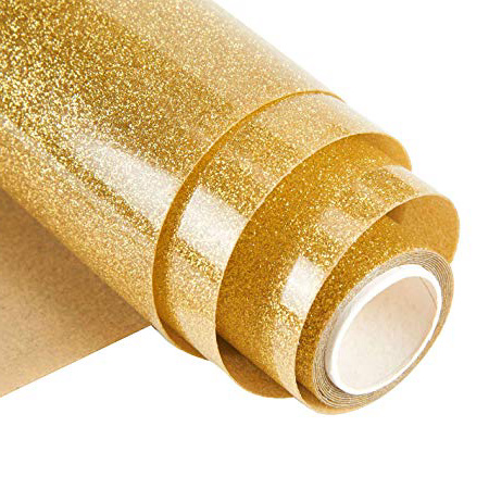 Topmail Rotolo di Vinile HTV Cristallo da 25x160cm a Trasferimento Termico Termoadesivo per Tessuti Magliette Vestiti Borsa Fai da Te Stampa a Caldo Heat Transfer Vinyl Oro