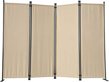 Angel Living Paravento Pieghevole di Design Intelligente, Divisori per Ambienti/Ambienti, Areti Divisorie, Divisori per Privacy (4 Pezzi 225x165 cm, Beige)