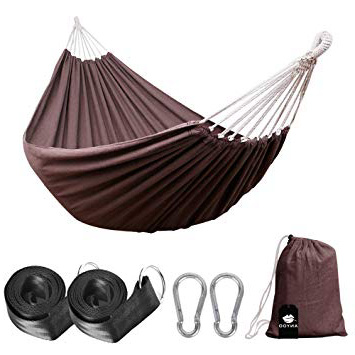 Anyoo Amaca in Cotone da Esterno per Giardino Portatile Campagna Tela Letto Corde Oscillanti capacità 200 kg Leggera con Borsa per Giardino Cortile Spiaggia Backpacking Escursionismo