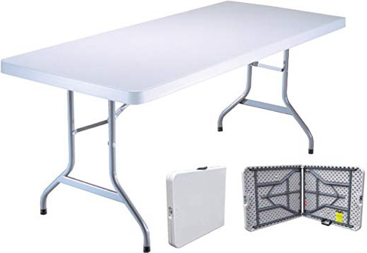 Tavolo Tavolino pieghevole richiudibile in dura resina 183x76xH72 cm per sagra campeggio fiera casa da giardino buffet piedi in ferro