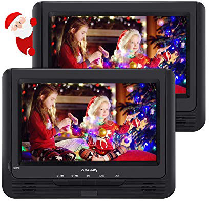 Pumpkin Lettore dvd portatile auto poggiatesta doppio schermo da 9 pollici con supporto per bambini, lunga durata da circa 5 ore, supporto usb/ sd/ mmc, region free