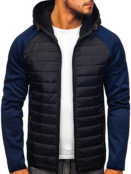BOLF – Giacca - Trapuntata – con Cappuccio – Mezza Stagione – Sportiva – Cerniere – Uomo Mix 4D4