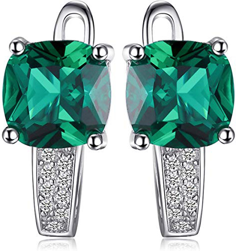 JewelryPalace Cuscino Zaffiro Rubino Nano Russo Artificiale Smeraldo Clip on Orecchini a Cerchio Argento Sterling 925