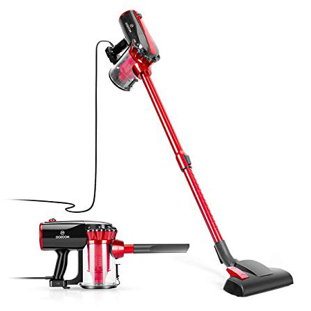 MooSoo Aspirapolvere Scopa elettrica con Filo 17000 Pa 2 in 1 aspirapolvere ciclonico, 600 W Potente aspirazione, Tecnologia ciclonica, Filtro HEPA, Tubo telescopico, Senza Sacco