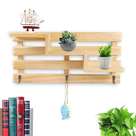 Fdit Mensole da Muro in Legno Stoccaggio Rack Ripiani in Legno Organizzare Scaffale in Stile retrò Disegno di Tendenza per Supporto Libri CD Ornamenti Piante Decorazione da Parete (Bianca)