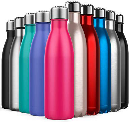 BICASLOVE Bottiglia Termica, Bottiglia per Vuoto in Acciaio Inossidabile,Design a Doppia Parete, Bocca Standard, per Corsa, Palestra, Yoga, Ciclismo