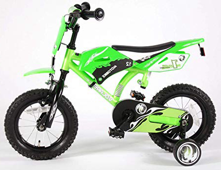 Bici Bicicletta Bambino 3 4 5 Anni Motobike Motocross 12 Pollici con Ruotine Verde