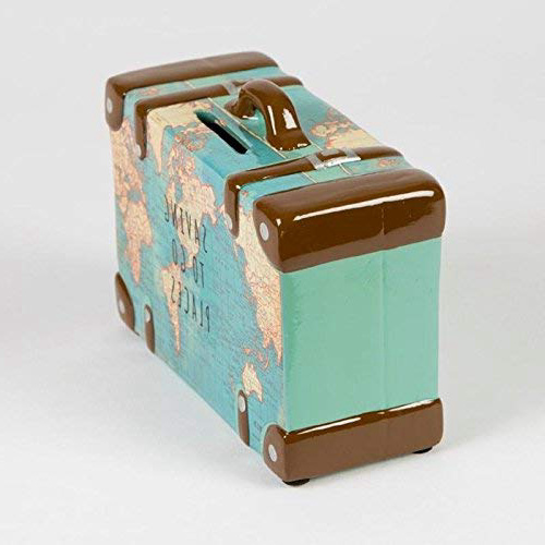 Saving To Go Map Places Suitcase Money Bank by Maia Gifts