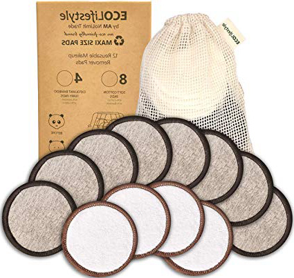 AM NT Dischetti Struccanti Lavabili in Bambù 12 Maxi Dischetti Struccanti Riutilizzabili Bamboo e Cotone Zero Waste Salviette Struccante Panno per Pulizia Viso Spugnette Make up Microfibra