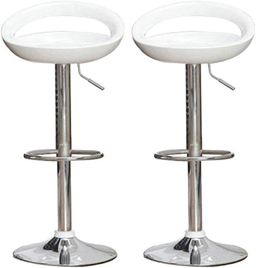 Flyelf 2 x Sgabelli da bar Sedia da pranzo con poggiapiedi 360°Mobili orientabile regolabile 59-80cm (Bianca)