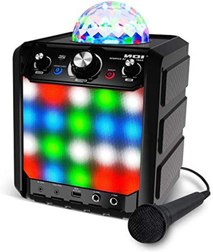 ION Audio Party Rocker Express - Cassa Bluetooth / Karaoke Speaker da 40 W, con Microfono, Cupola Luminosa e Griglia a Luci LED