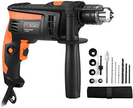 Trapano a percussione, Tacklife 710W 2800RPM Trapano Elettrico, Martello Trapano Funziona 2 IN 1, Mandrino da 13MM, Manopola Girevole 360° E Tanti Accessori | PID01A
