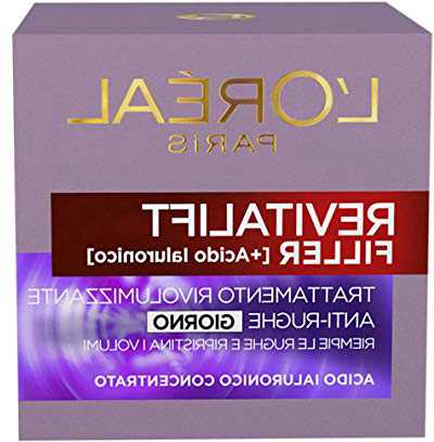 L'Oréal Paris Trattamenti Revitalift Filler Crema Viso Antirughe Rivolumizzante Giorno con Acido Ialuronico Concentrato, 50 ml