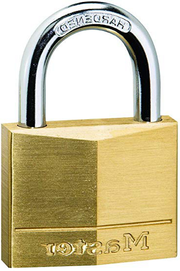 Master Lock 140EURSIX 6 lucchetti Ottone 40mm con Arco Acciaio cementato 22mm Apertura Chiave Unica, Oro (Laiton), 40 mm