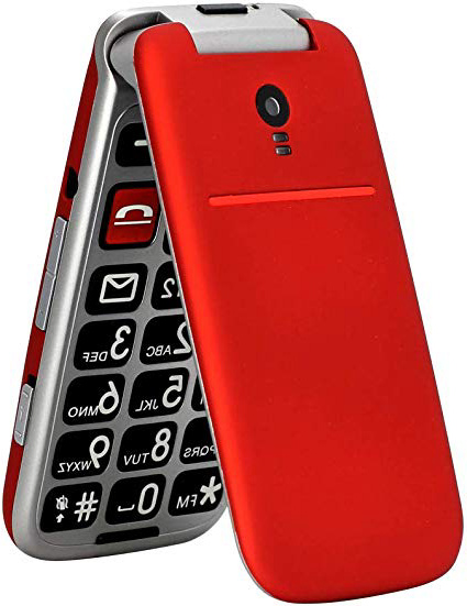 artfone Telefono Cellulare per Anziani con Tasti Grandi, Funzione MMS, SOS, 2.4" Display, Supporto SIM Doppio, Chiamata Rapida and Torcia - Rosso
