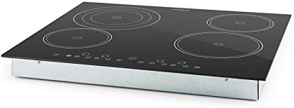 Klarstein Virtuosa - Piano Cottura in Vetroceramica, 4 Zone, Piano Cottura ad Incasso, 6500 Watt, 9 Livelli di Temperatura, Timer, Allarme Sonoro, Spegnimento Automatico, Nero