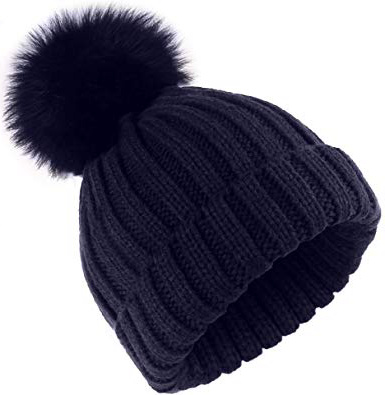 ElifeAcc Cappello di Pelliccia Caldo Inverno 2018 Pom Pom Beanie Bobble Lavorato a Maglia per Cappelli da Sci Campeggio estern