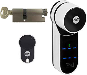 YALE YKITENTRM31E40S, Cilindro Intelligente Motorizzato, Radiocomando, per la chiusura delle porte, Bianco