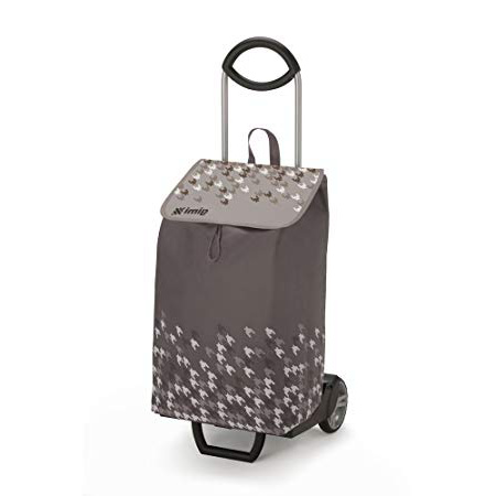GIMI Ideal Portaspesa, Carrello Spesa, Sacca in TNT, Portata 30 kg, Telaio Richiudibile, Capacità 50 l, Acciaio Verniciato, Tortora, 39 x 39 x 102 cm