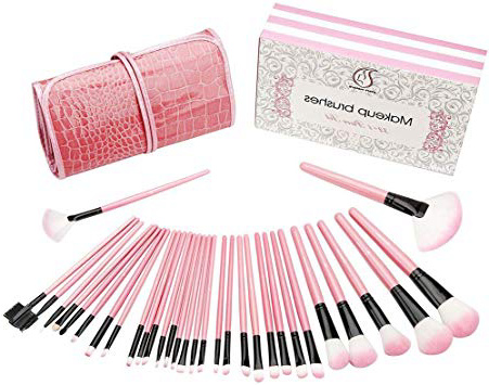 Pennelli Make Up Start Makers 32 pezzi Professionale Pennelli Cosmetici Spazzola . Pennello Fondotinta con Custodia in Pelle Effetto Lusso e Raffinata Confezione Regalo