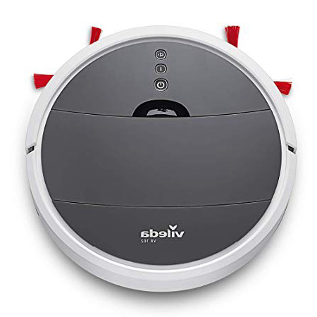 Vileda VR 102 Robot Aspirapolvere, con Sensori Integrati, 3 Modalità di Navigazione Diverse, per Pavimenti Duri, Piastrelle, Laminati, Parquet, Diametro - 32 cm
