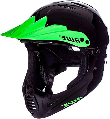 AWE Sostituzione Gratuita di 5 Anni di Casco Pieno BMX Nero Verde Grande 58-60cm