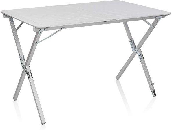Tavolo da campeggio Campart Travel TA-0802 – 110 x 70 cm – Alzata avvolgibile, Grigio