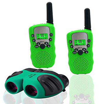 JRD&BS WINL Giocattoli per Bambini di 4-5 Anni, Walkie Talkies per Bambini E Telescopi Compatti per Bambini Regali di 4-8 Anni per Bird Watching, Giochi Regali per Bambini 3-12 Anni, 1 Set (Verde)