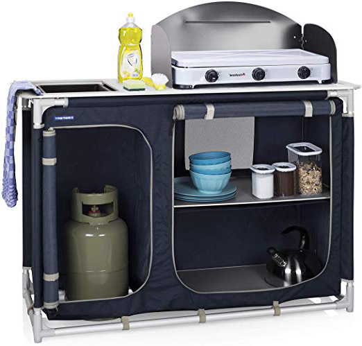CAMPART TRAVEL Cucina da Esterni KI-0753 Alicante – con paravento – Spazio per bombola del Gas