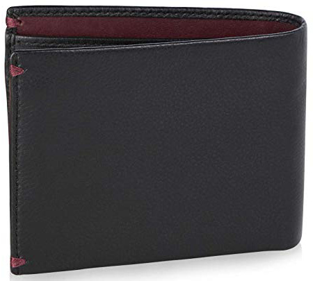 Visconti portafoglio di pelle da uomo a piegatura doppia "BOND" Luxury Leather Wallet (BD10): (nero/borgogna (Blk/Burgundy))