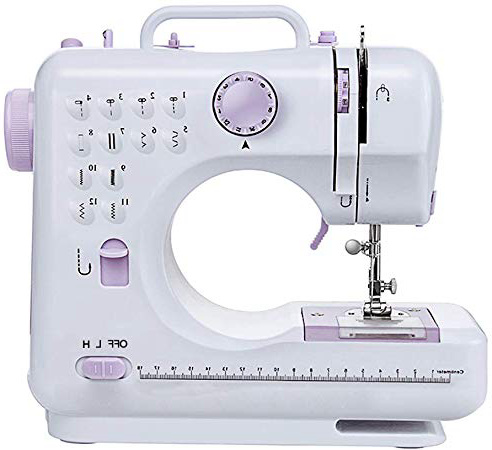 Signstek - Macchina da cucire con 12 programmi di cucito, regolabile, velocità del piedino intercambiabile per principianti e bambini