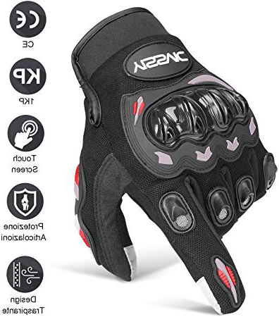 YISSVIC Guanti da Moto Guanti Moto Marchio CE 1KP Touchscreen Antiscivolo con Fori Traspiranti Uomo Per Arrampicata Alpinismo Escursioni -Nero L
