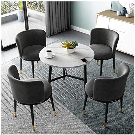Moderna Negoziazione Tavoli e Sedie Set Di Svago Negozio Di Tè Tavolino Tondo Ristorante Balcone Sala Ricevimento Negozio Di Abbigliamento Cinema 1 Tavolo 4 Sedie Colori Multipli (70cm/80cm/90cm)