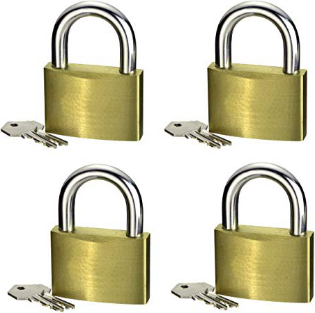 CON:P B34006 - Set lucchetti in ottone, 4 x 40 mm