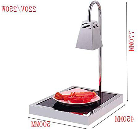 GHGJU Cibo Lampada di conservazione di Calore elettriche, Lampada Quadrata in Acciaio Inox a Doppia Testa, Taglio Tavolo del Buffet, l'Hotel Multifunzione Alimentari Display Luce