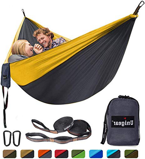 Unigear Amaca da Campeggio Portatile, 210T Singola/Doppia Paracadute in Nylon per Viaggi All'aperto Escursionismo Spiaggia del Giardino del Cortile, con Extra Maschera per Gli Occhi 320cm*200cm