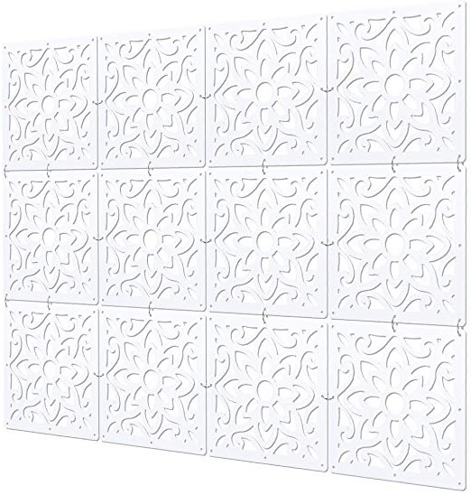 Kernorv Divisorio Paravento Bianca DIY Paraventi 12 Pezzi Pannelli Eco-Friendly in Legno-plastica per Soggiorno Camera da Letto (Natura)