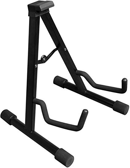 CASCHA Supporto per chitarra per chitarra acustica e chitarra elettrica, supporto per chitarra classica e occidentale, nero