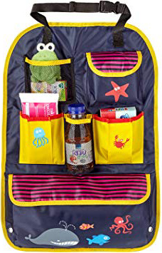 CARTO Portaoggetti per sedile posteriore, colorato e con diverse tasche, idrorepellente, ideale per viaggiare con bambini/Organizer per i sedili della macchina/Protezione per schienale