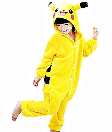KIRALOVE Costume Pikachu Bambini - Pigiama Intero - Pikachu - Pokemon - Bimbi - Travestimento - Carnevale - Halloween - Colore Giallo - Cosplay - Unisex - Taglia 100 - 4-5 Anni