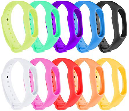 Zacro Kit Braccialetto di Ricambio Polso Cinturino di Ricambio per Smartwatch Xiaomi Mi Band 2 Intelligente Miband Bracciale Set di 10(Activity Tracker Non Incluso)