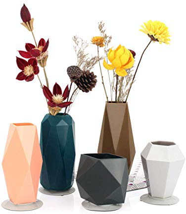 Vaso per fiori in silicone infrangibile per bambini, elegante vaso decorativo per decorazione della casa, soggiorno, tavolo, casa, ufficio, centrotavola, perfetto come regalo di nozze, set di 5 Retro