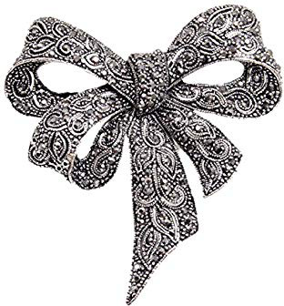 SODIAL Spille fiocco di strass epoca per le donne nero bowknot spilla pin moda gioielli cappotto accessori stile elegante