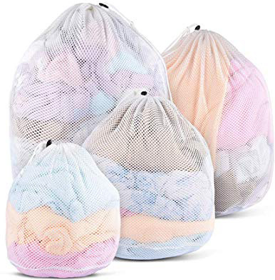 Wolintek 4 pieces Sacchetti for washing machine drawerbed bags for laundry bags, laundry bag, underwear, blanket, socks, skirt and pants, white