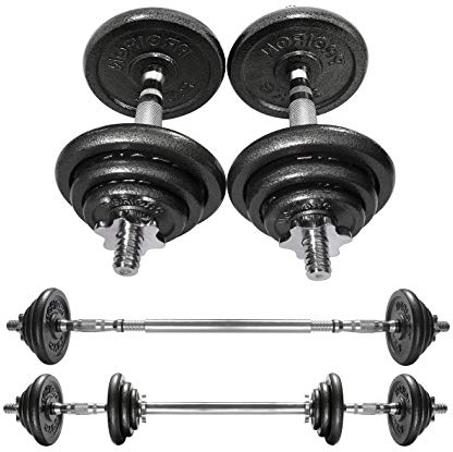 PROIRON Ghisa 20Kg Manubri Regolabili Set Con Prolunga Barra Della Maniglia Perfetta per Body Building, Pesistica Fitness, Allenamento, Palestra Casa